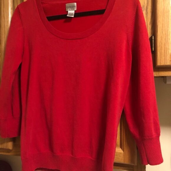 Chicos red silk sweater - Picture 1 of 4